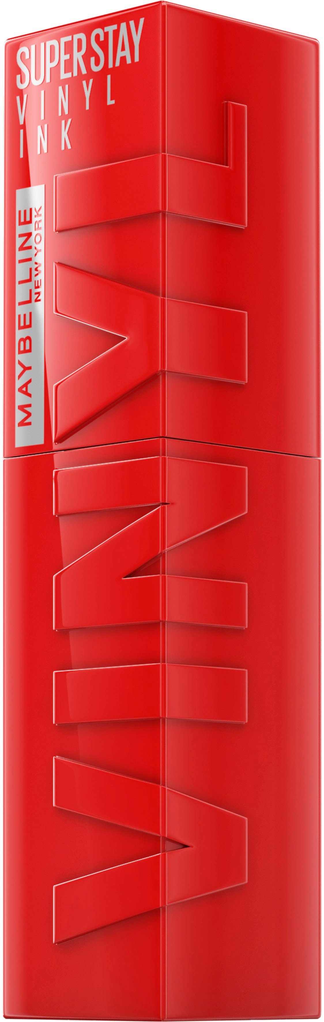 MAYBELLINE NEW YORK Lippenstift SUPER STAY VINYL INK, kreiert ein sofort glänzendes Vinyl-Finish und bis zu 16H Halt