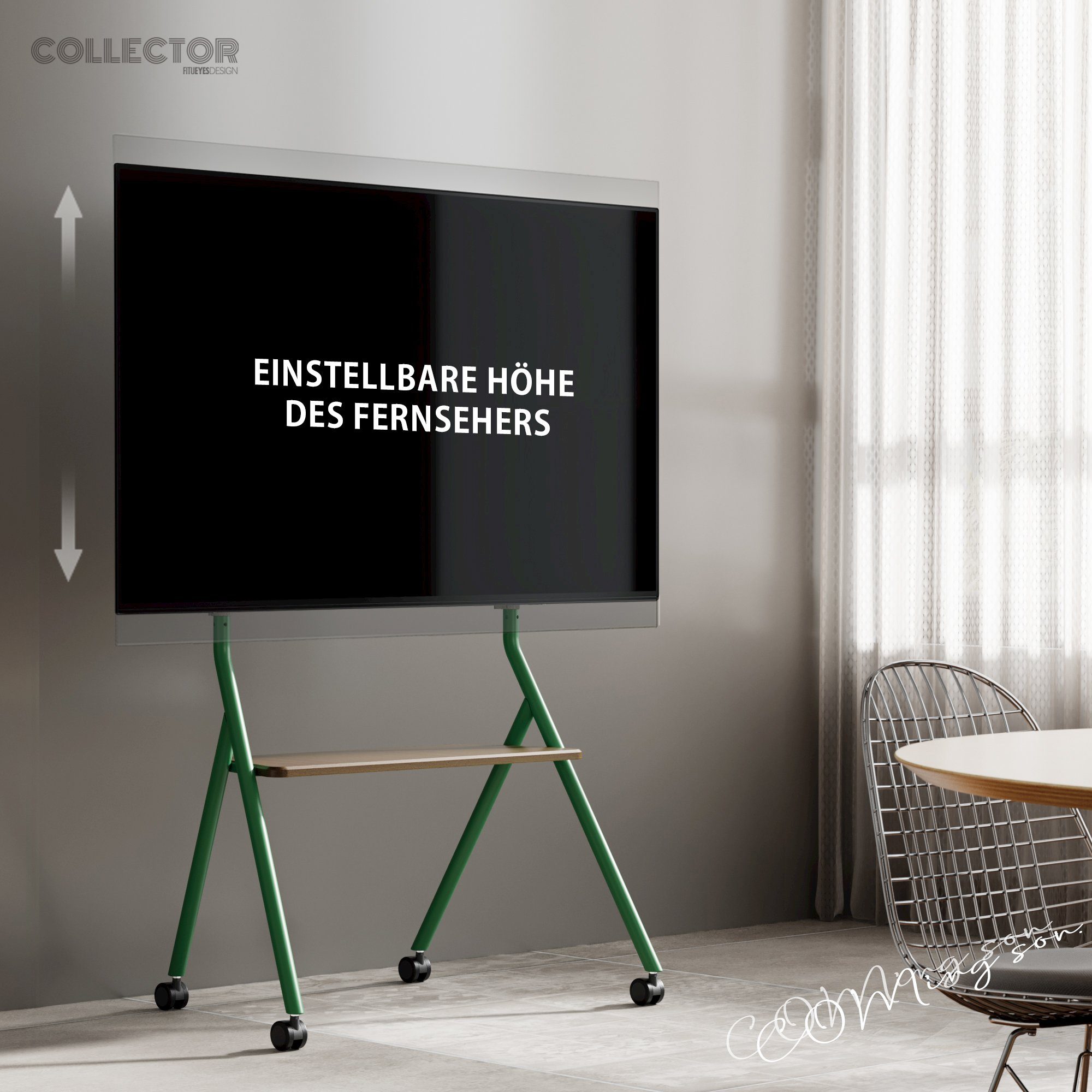 Zoll, FITUEYES (bis Dunkelgrün Rollbar) Mobiler TV Stand TV-Ständer, 78,00