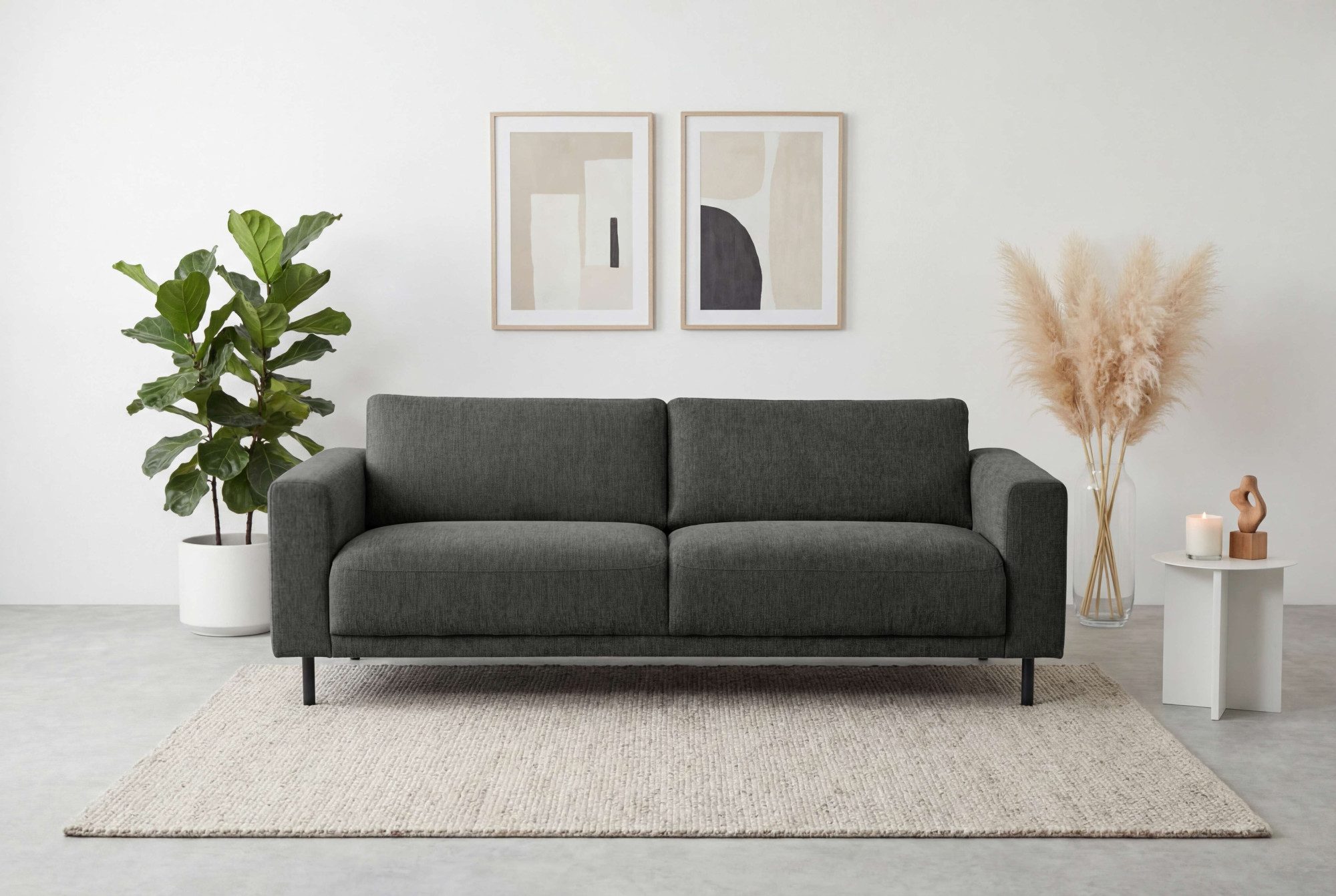 OTTO home 3-Sitzer Sveeva, B.214 cm, schwarze Metallfüße, langlebiger Webstoff, mit Wellenunterfederung, viele Farben