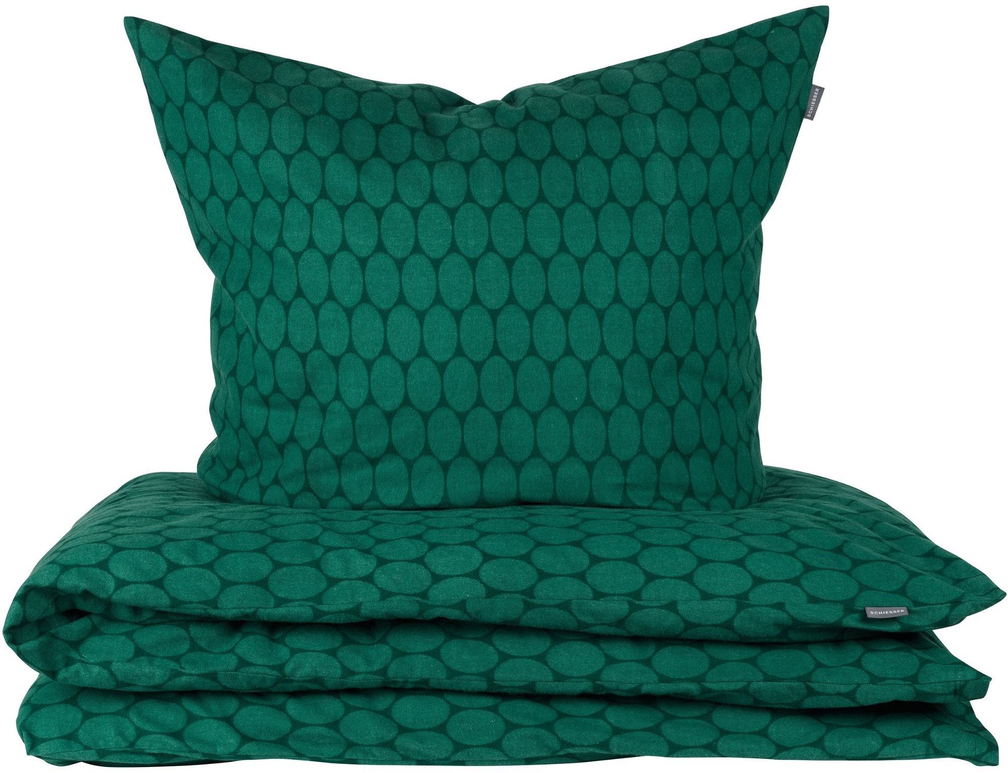 Schiesser Bettwäsche Drops aus wärmender Feinbiber-Qualität mit dezentem Grafikprint, Feinbiber, 2 teilig, OEKO-TEX® MADE IN GREEN