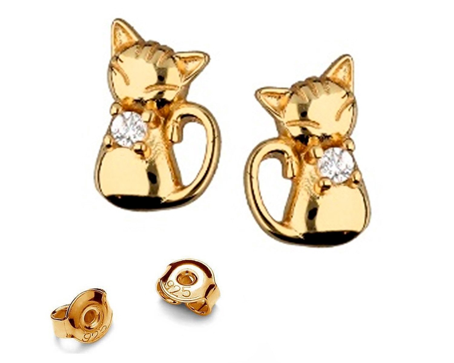 Goldene Hufeisen Paar Ohrstecker Katze Gold günstig online kaufen