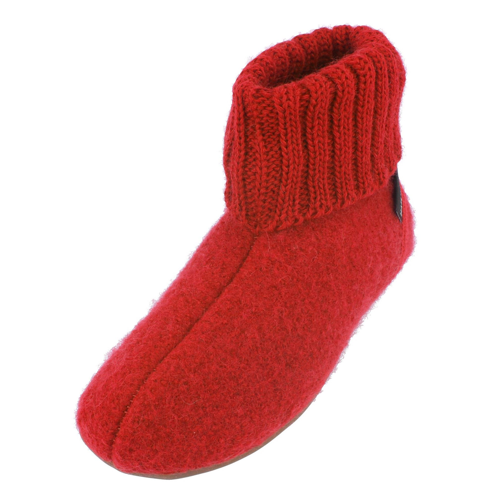 Haflinger Everest Karlo Hüttenschuhe aus reiner Schurwolle mit Gummisohle Hausschuh
