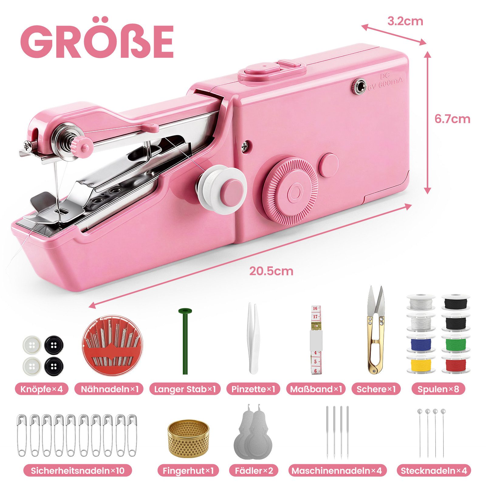 Bundviel Nähmaschine Handnähmaschine Mini Elektrisch Tragbare Nähmaschine mit Unterfaden