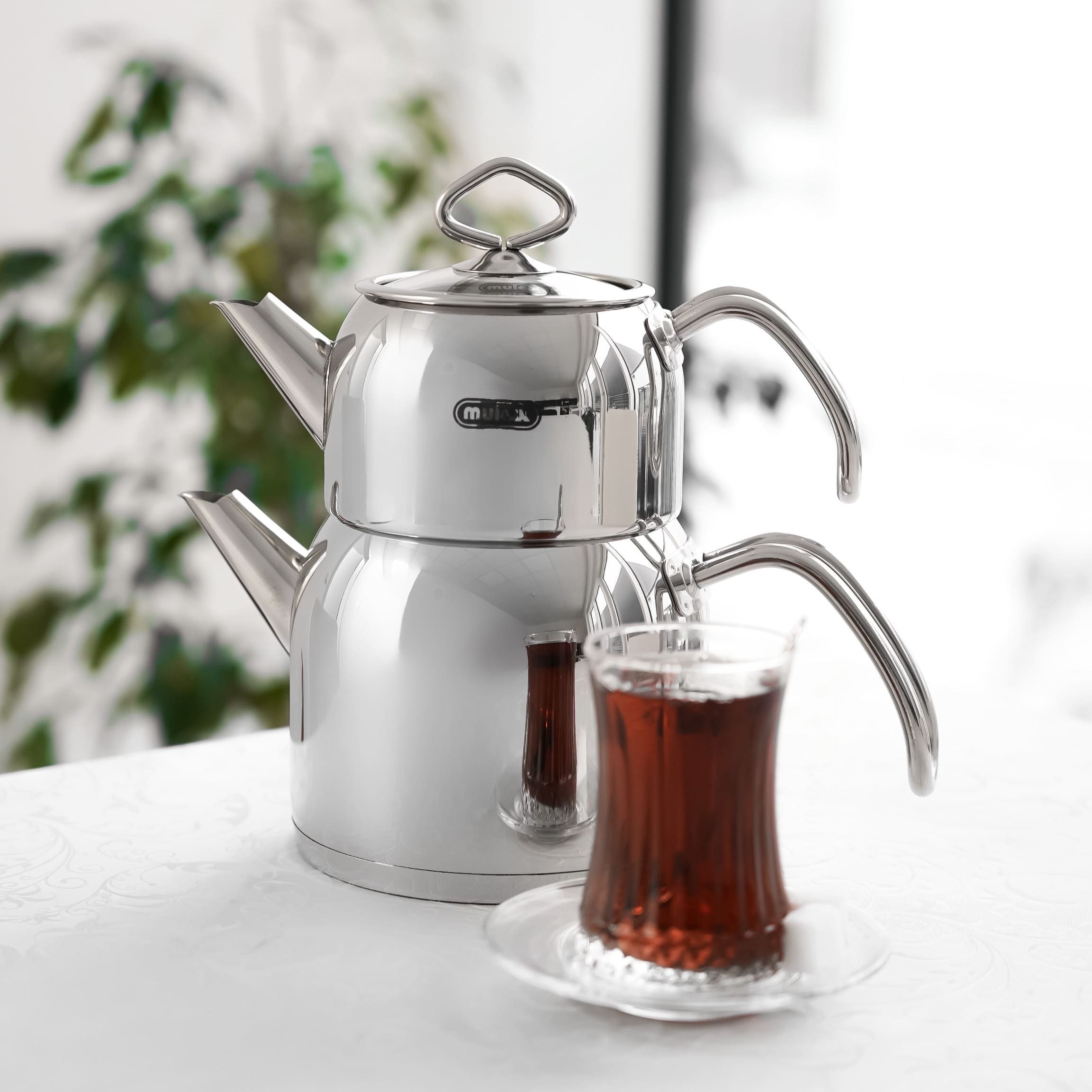 Mulex Caydanlik-Teekanne Set aus Edelstahl 18/10 – Perfekt für jede Teepause 0,7L+1,5L, (1-St)