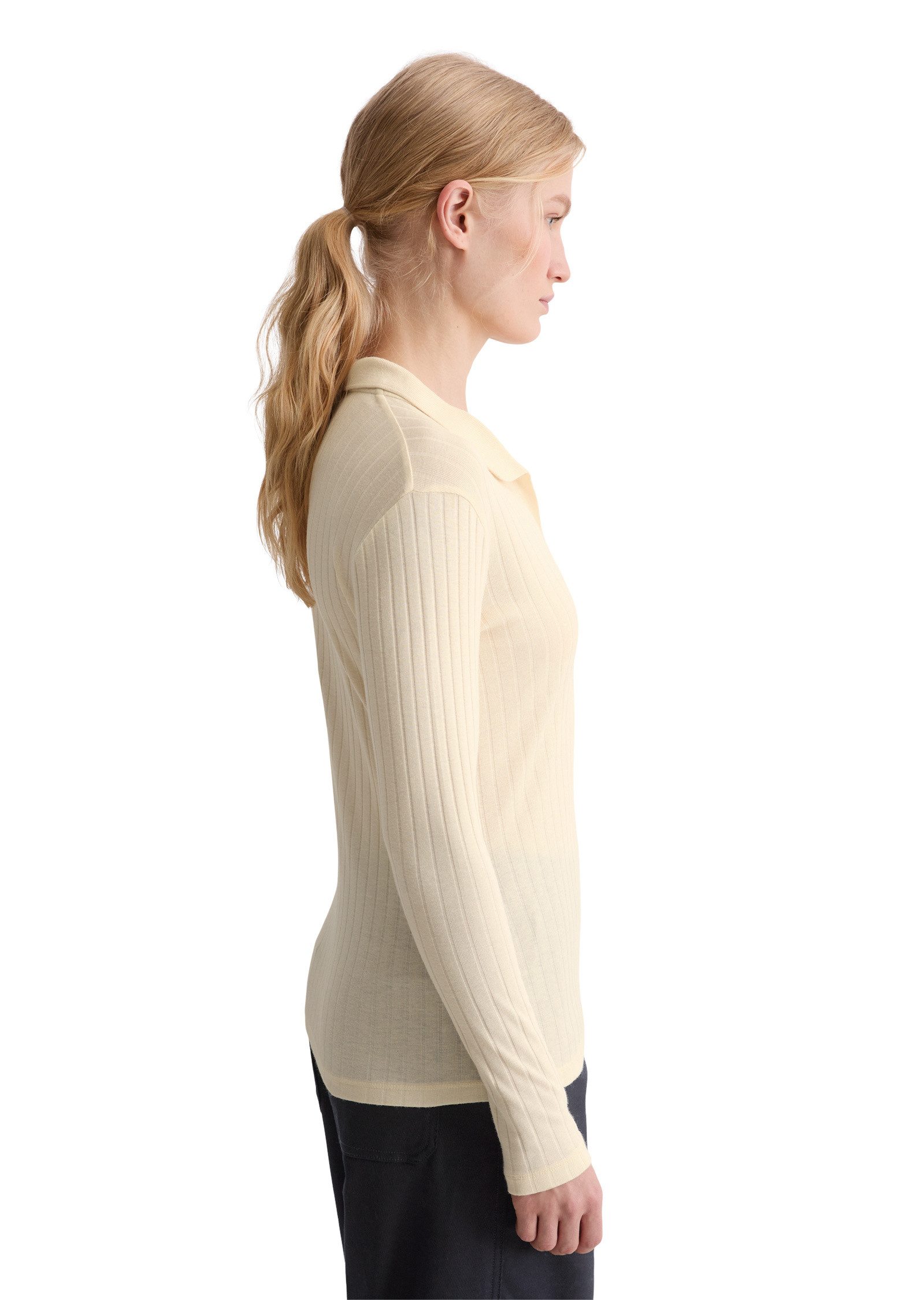 Marc O'Polo Langarm-Poloshirt aus Organic-Cotton-Modal-Mix günstig online kaufen