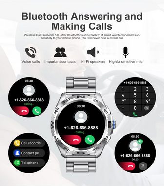 Lige Smartwatch (1,32 Zoll, iOS / Android), Herren Android iOS Rund Mit Telefonfunktion Blutdruck Wasserdicht