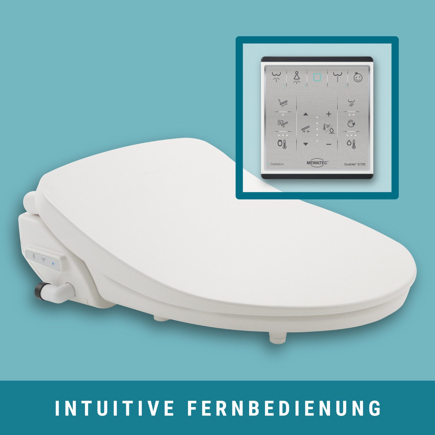 MEWATEC Dusch-WC-Sitz Dusch-WC Aufsatz D500 2.0 (D500), - Das Dusch WC mit Basisfunktionen und Fernbedienung
