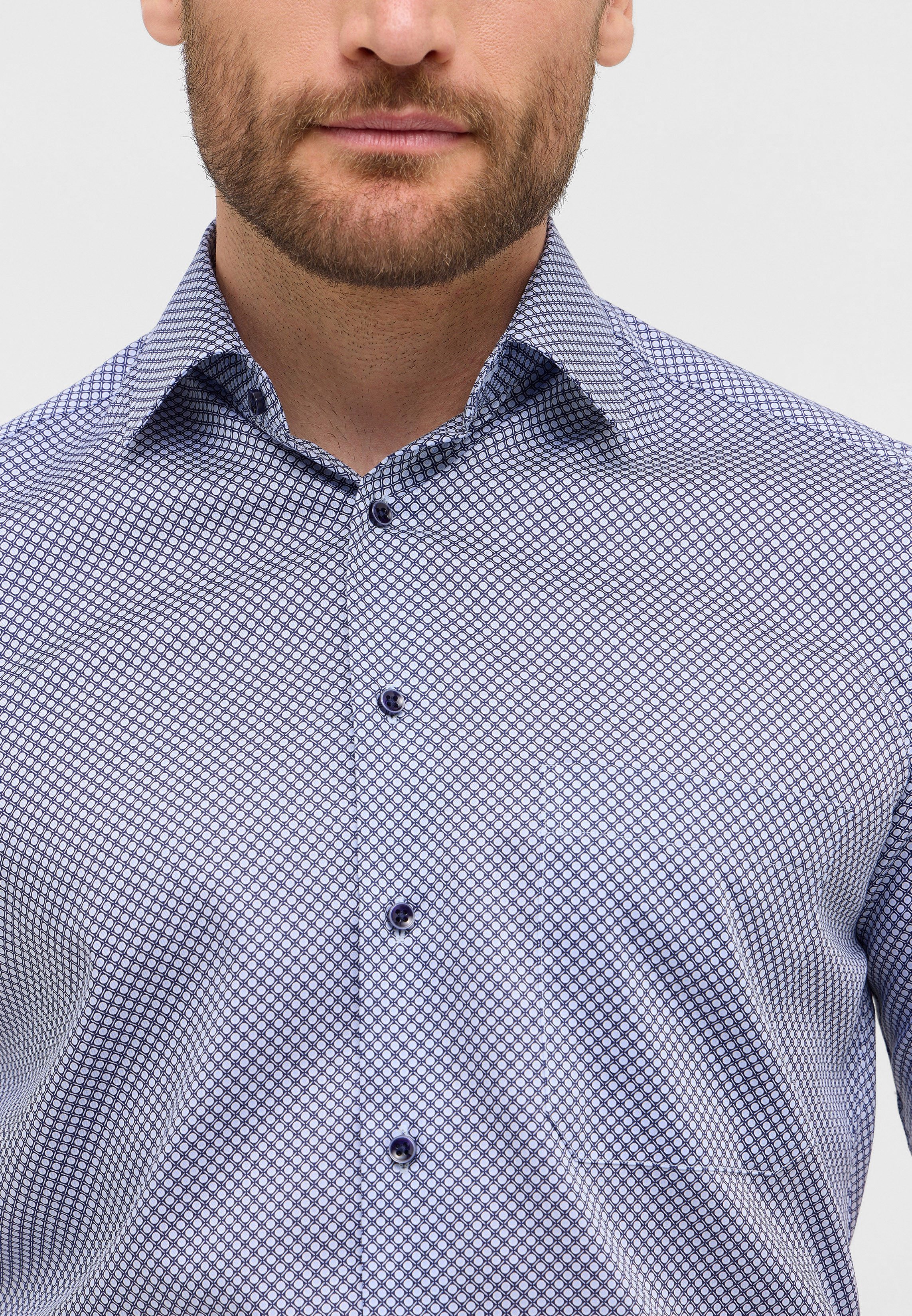 Eterna Businesshemd ETERNA COMFORT FIT Kurzarm Hemd blau print twill 4220-14-K181