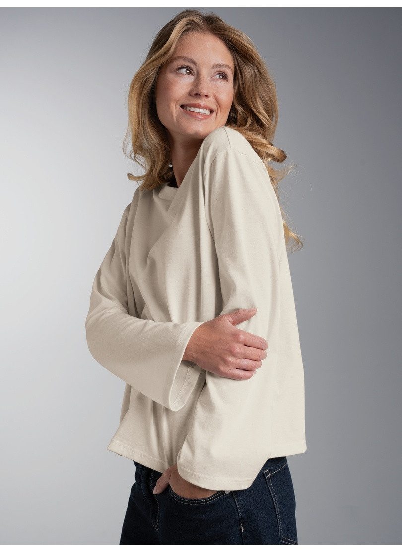 Trigema Longsleeve TRIGEMA Langarmshirt mit ausgestellten Ärmeln (1-tlg)