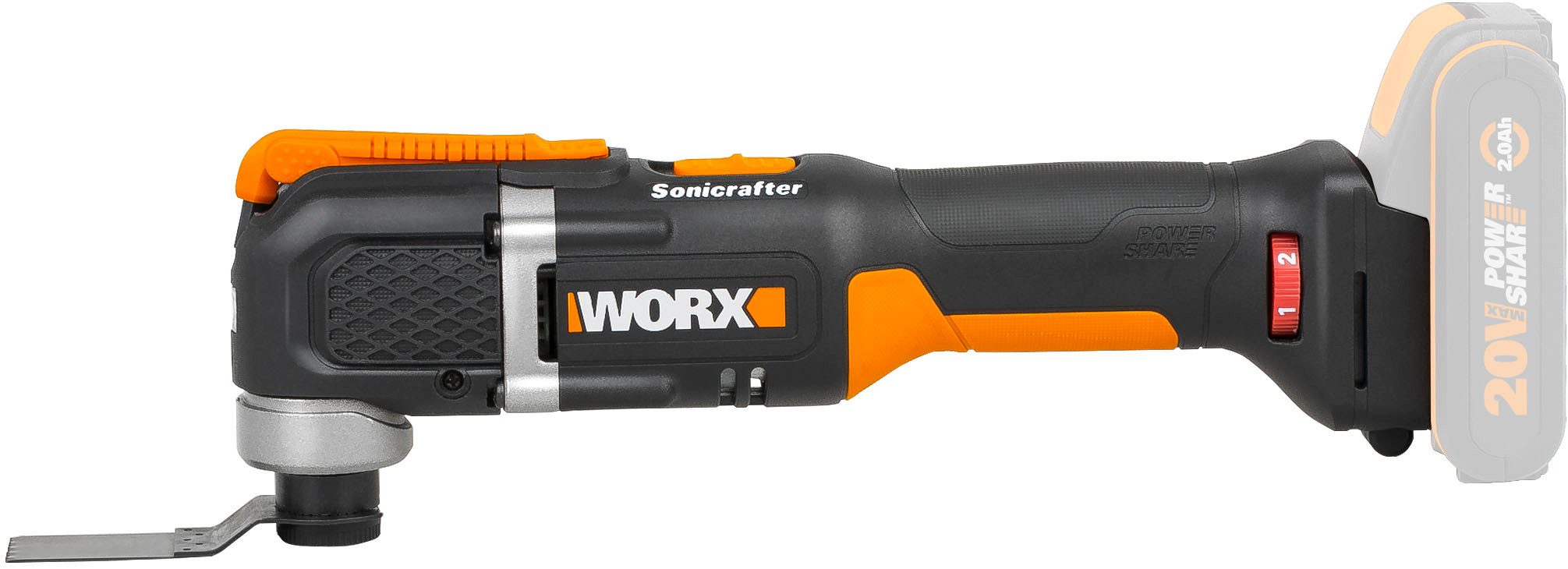Worx Akku-Multifunktionswerkzeug WX696.9, zum Schneiden, Sägen, Schleifen uvm, ohne Akku & Ladegerät