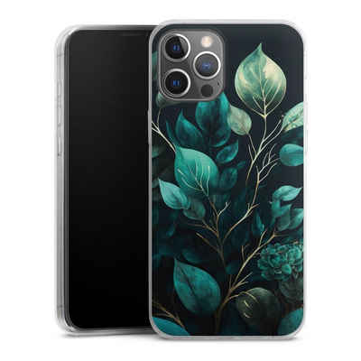 DeinDesign Handyhülle Eukalyptus Blätter schwarz Eucalyptus Dark Background, Apple iPhone 12 Pro Max Slim Case Silikon Hülle Ultra Dünn Schutzhülle