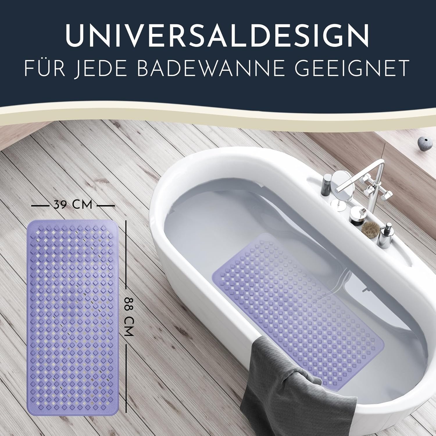 Homerella Badematte rutschfest Hautsensitiv 88x39cm, INKL. AUFHÄNGUNG, Anti günstig online kaufen