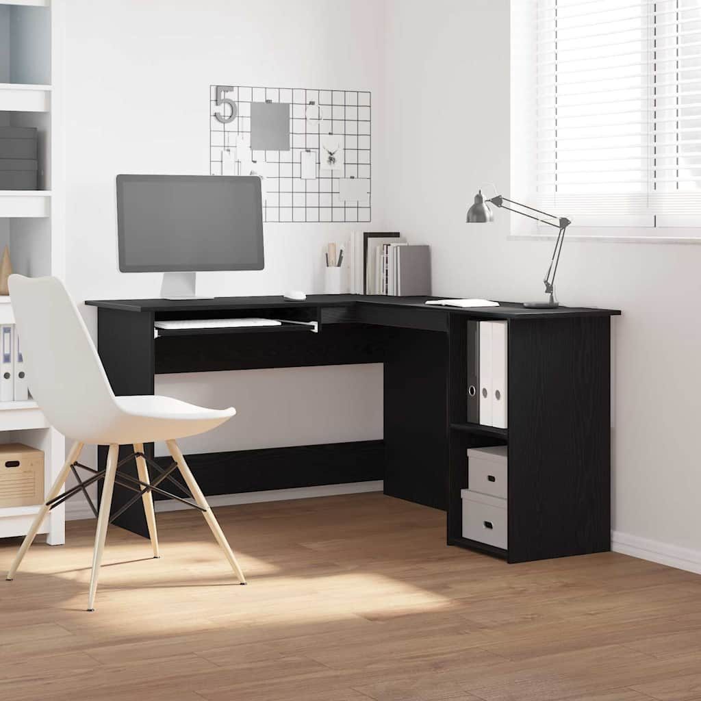 vidaXL Eckschreibtisch, Eck-Schreibtisch Schwarz Eichen-Optik 120 x 140 x 75 cm