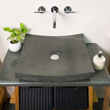 wohnfreuden Aufsatzwaschbecken Andesit Waschbecken ZEN 50 cm schwarz (Kein Set), 6_517