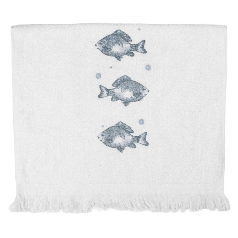 Clayre & Eef Gästehandtuch Fische, Baumwolle (mit Aufhängeschlaufe, 1-St), ca. 40 x 66 cm