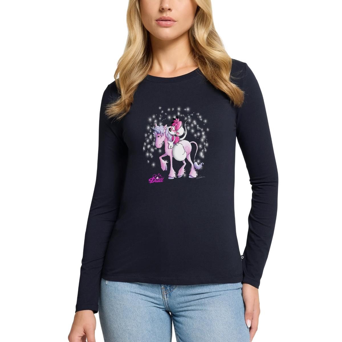 Spreadshirt T-Shirt Diddl Diddlina Reitet Auf Einhorn Lalunaly Premium Lang günstig online kaufen