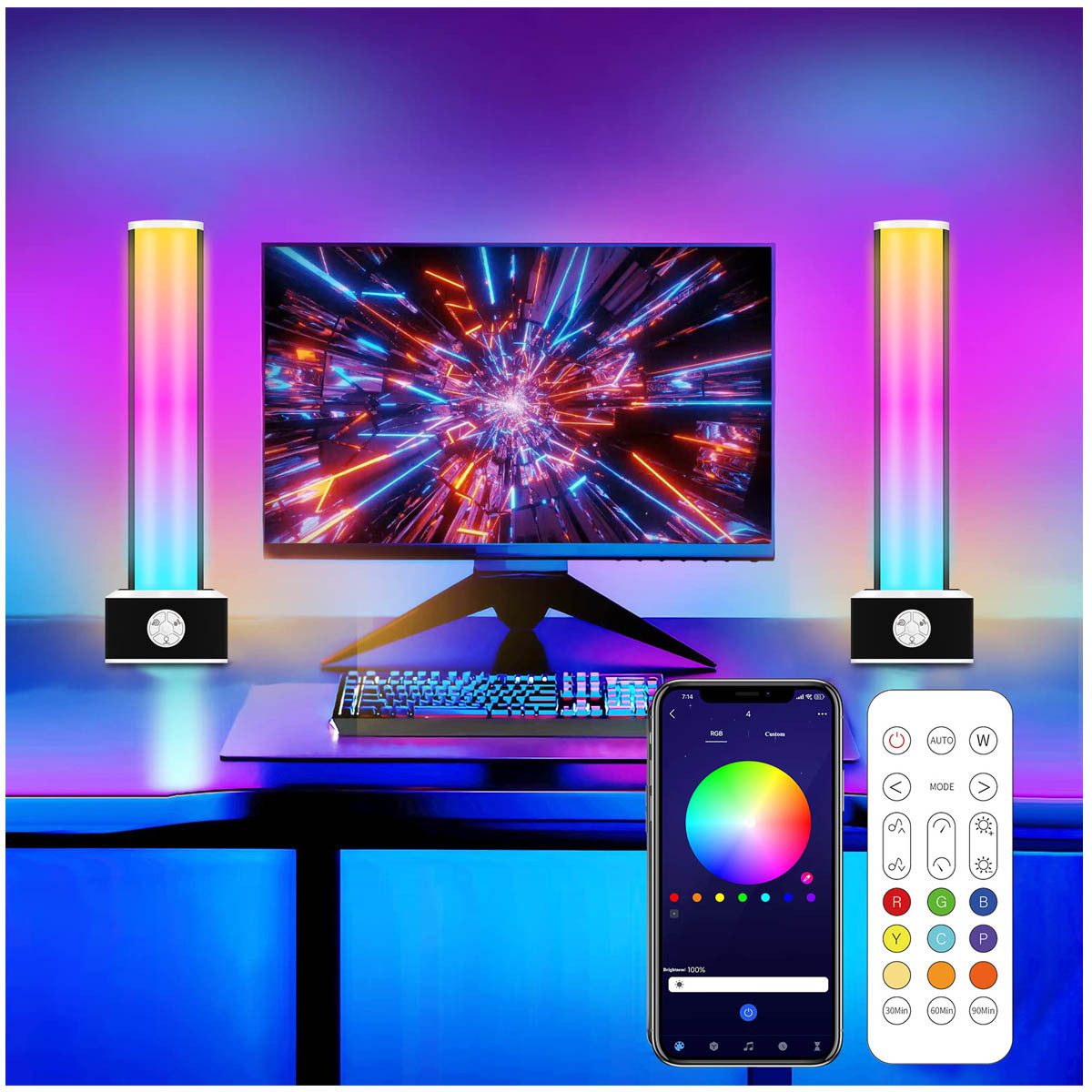 Qualra Lichtleiste LED Lightbar TV Hintergrundbeleuchtung RGB Smart Gaming Lampe, Musiksynchronisierung WIFI/Bluetooth Control
