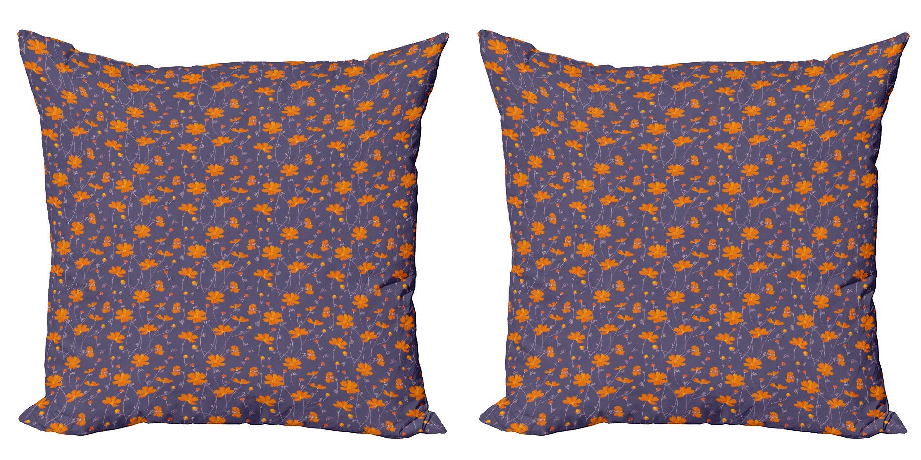 Modern Accent Blumen (2 Stück), Digitaldruck, Kissenbezüge Thin Aehrenstiele Burnt Abakuhaus orange Doppelseitiger