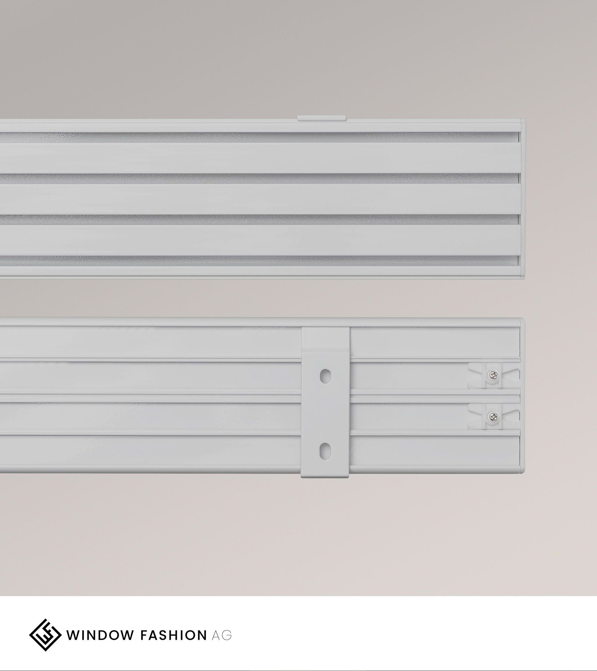 Vorhangschiene LxHxB 115x1.3x6.1cm Sichtschutzbefestigung grau AG, WINDOW FASHION (1-tlg), Innl. 4 Deckenmontage, SET