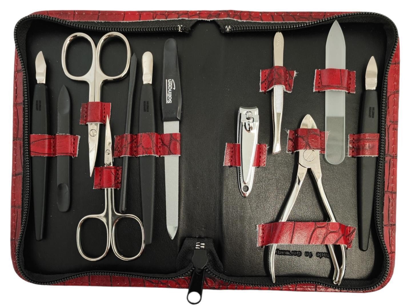 Maniküre-Etui 12teiliges Solingen* Maniküre Set mit Leder-Etui Nagelpflege, Made in