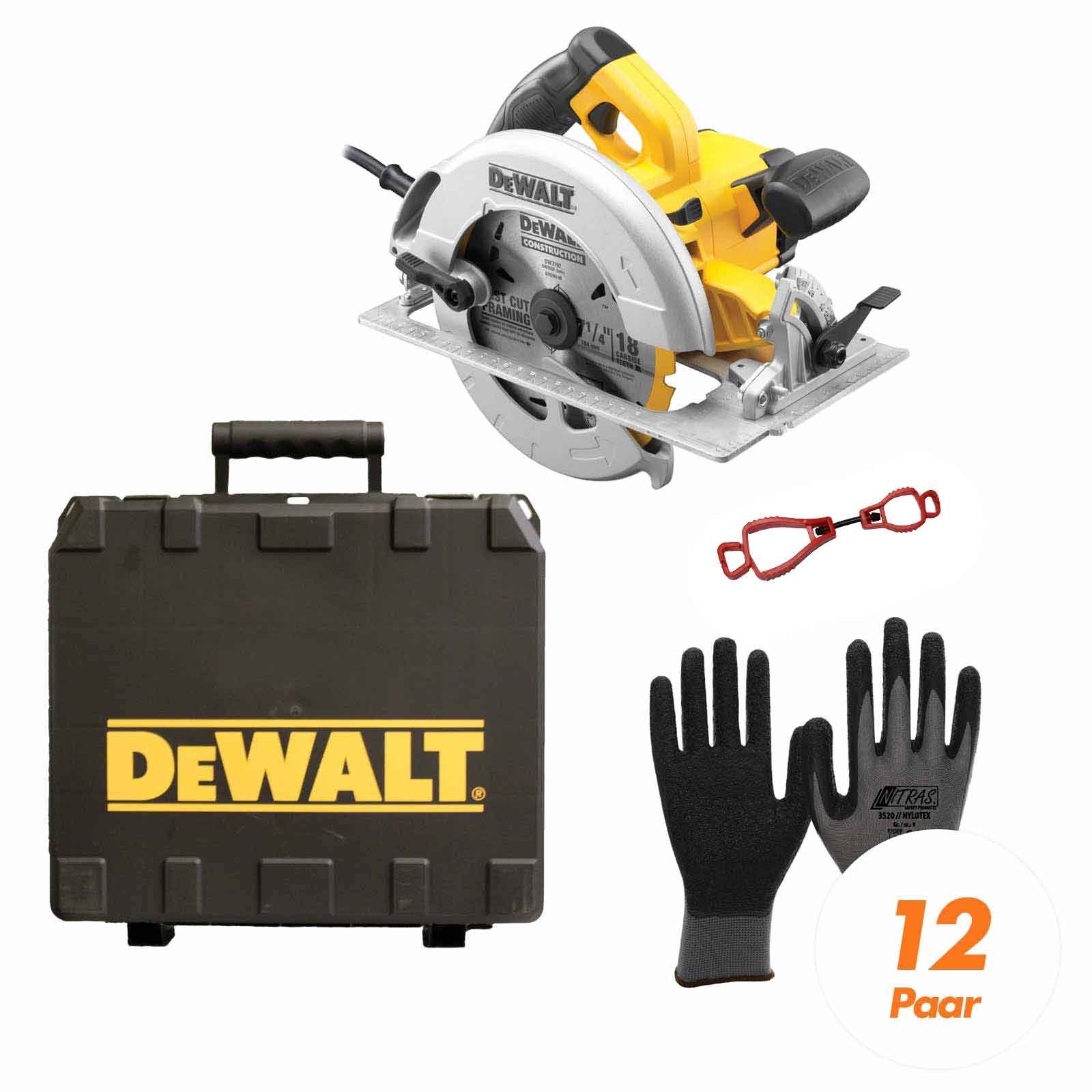DeWalt Handkreissäge »DeWALT Handkreissäge DWE575K-QS«, Set, inkl.  Handschuhclip + 12x Arbeitshandschuhe
