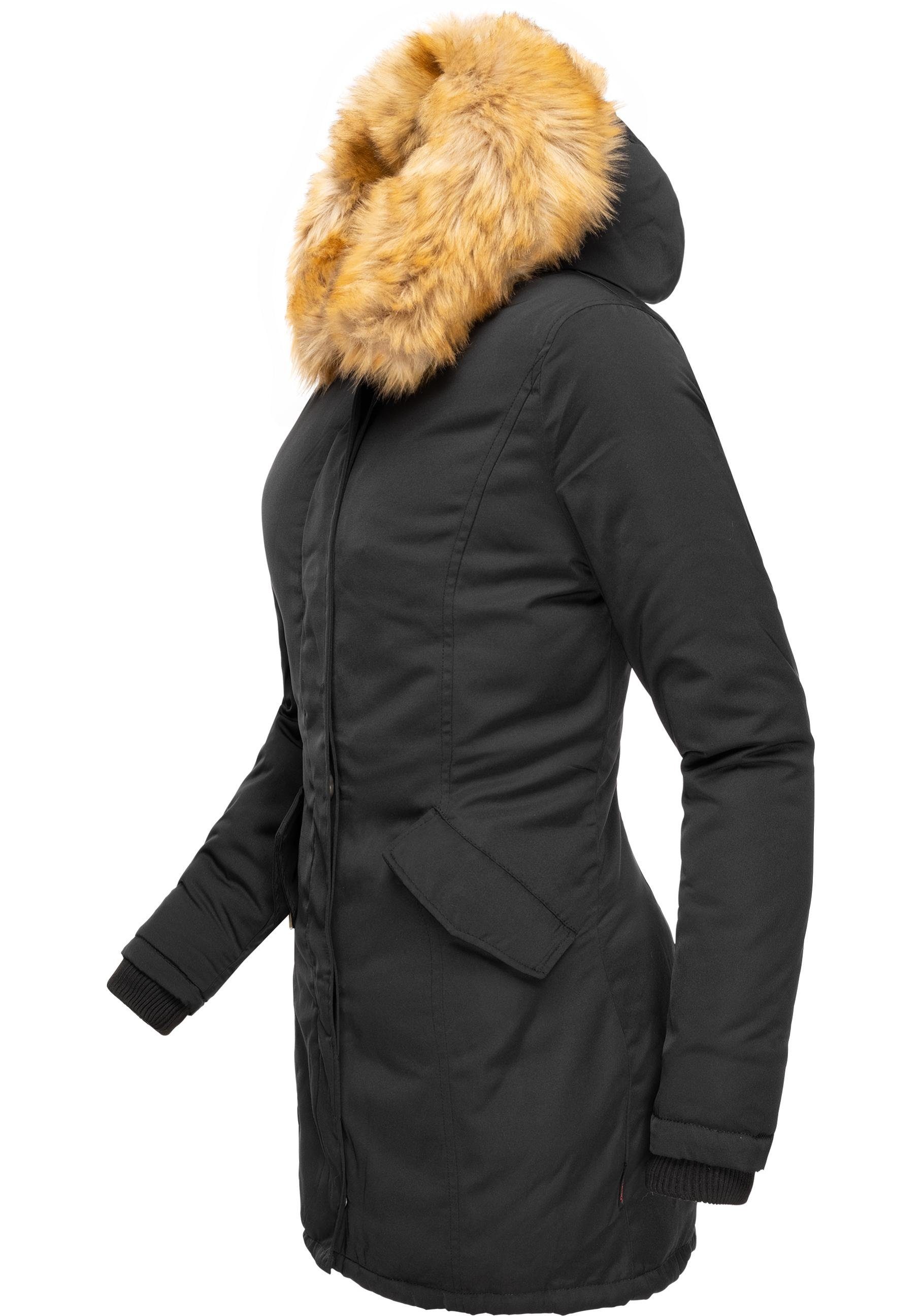 Marikoo Wintermantel Karmaa edler Parka mit Kunstfellkapuze