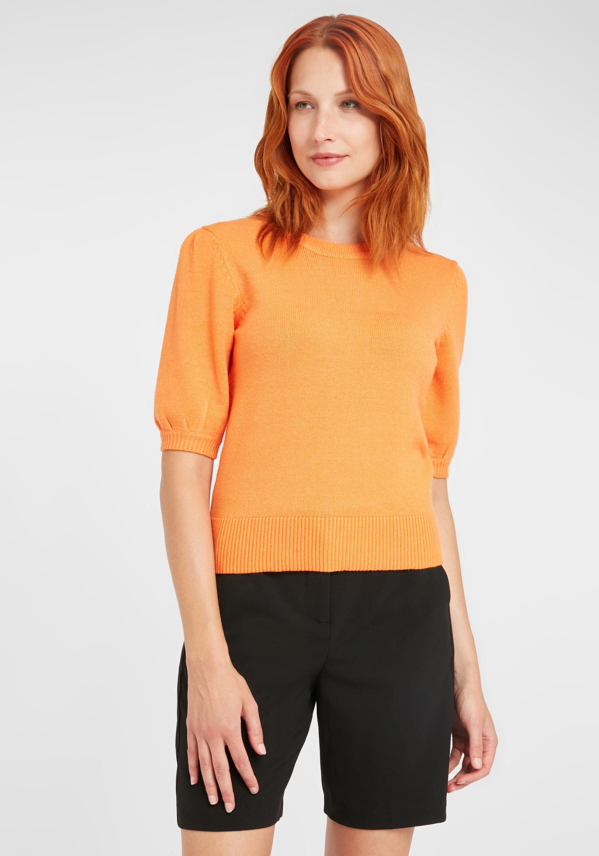 Mel. Orange b.young Sunset (80851) in SHORT BYNONINA Strickpullover Optik Pullover SLEEVE Fein-Strick 20807797 -