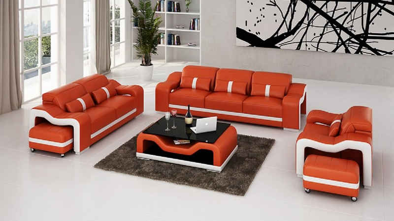 JVmoebel Sofa Schwarz-weiße Sofagarnitur 3+1+1 Sitzer Stilvolle Designermöbel, Made in Europe