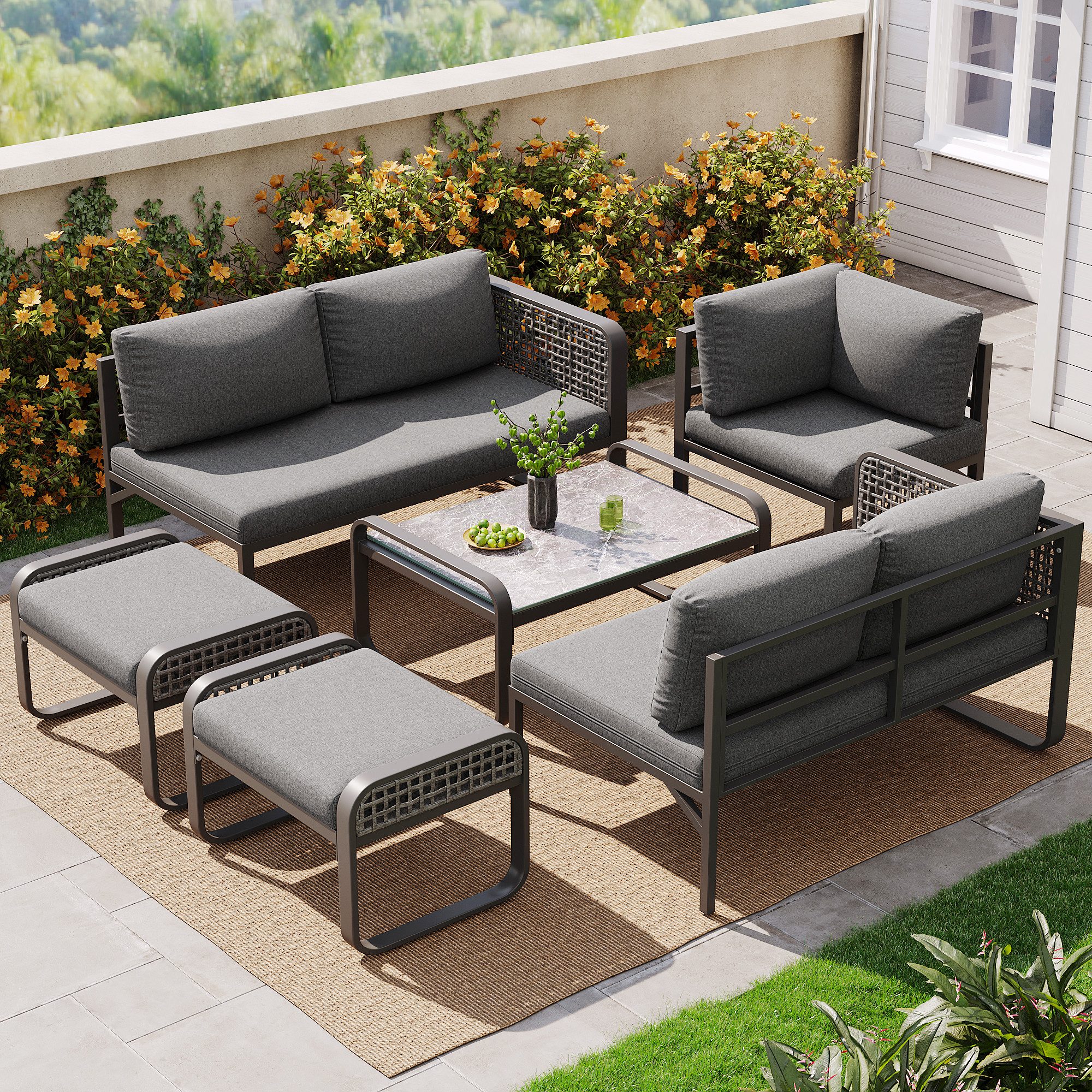 Celya Gartenlounge-Set Gartenlounges, Gartenmöbel Set Rattan günstig online kaufen