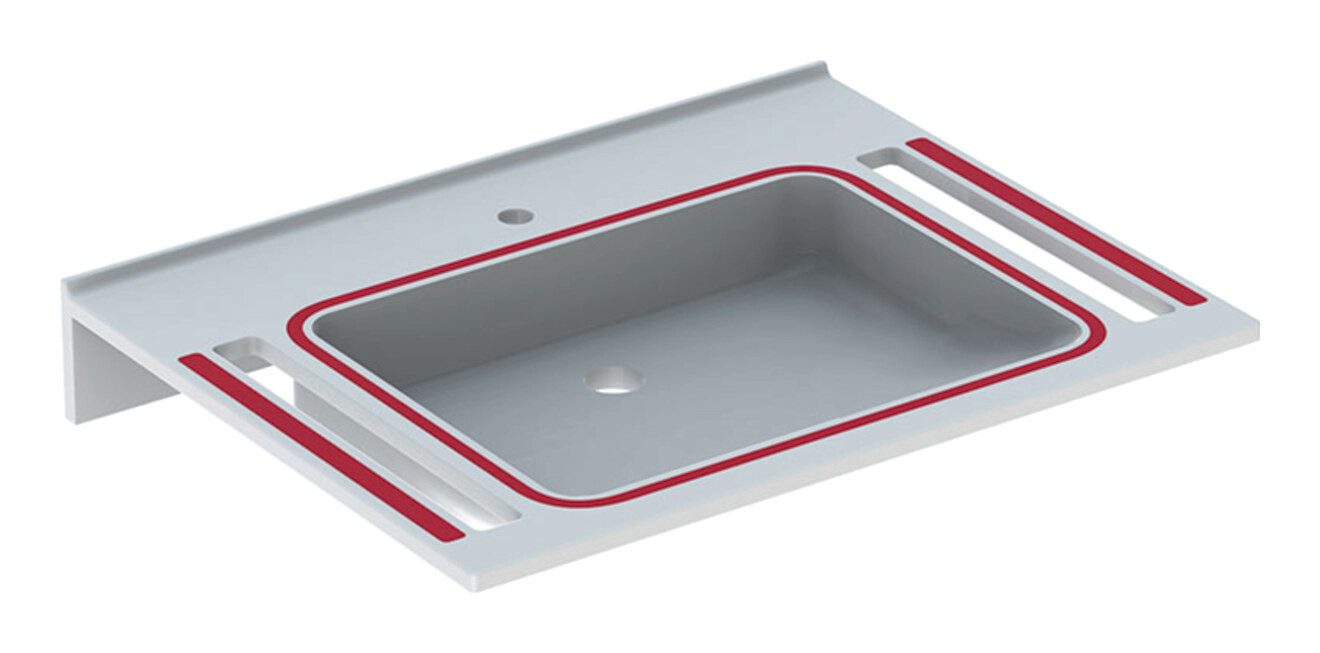 GEBERIT Waschtisch Publica, Demenzgerecht eckig m. Ausschnitten m. Hahnloch o. Überlauf 700 x