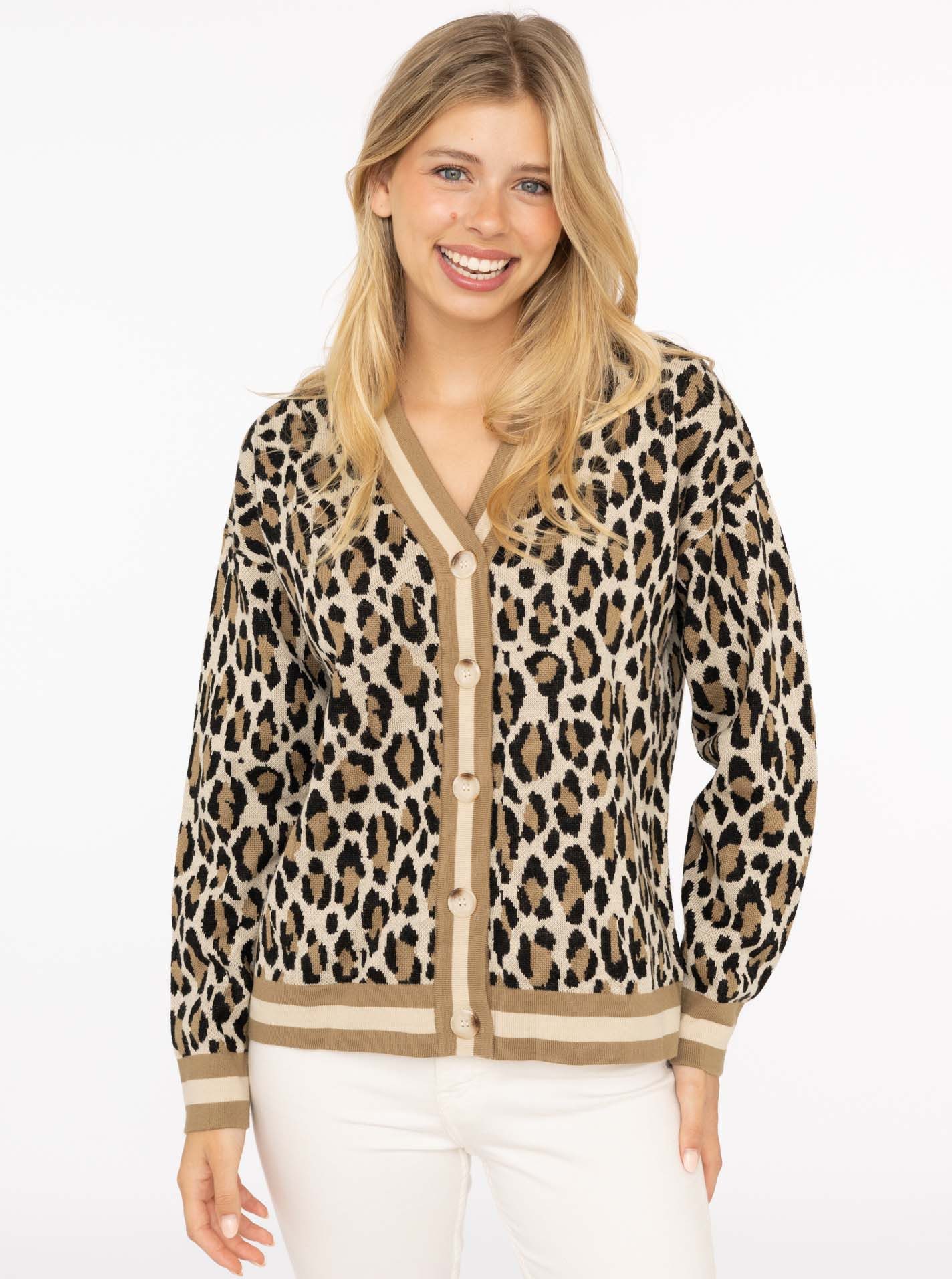 Zwillingsherz Strickjacke "Leo Streifen" mit Knöpfen, Leomuster und Streife günstig online kaufen