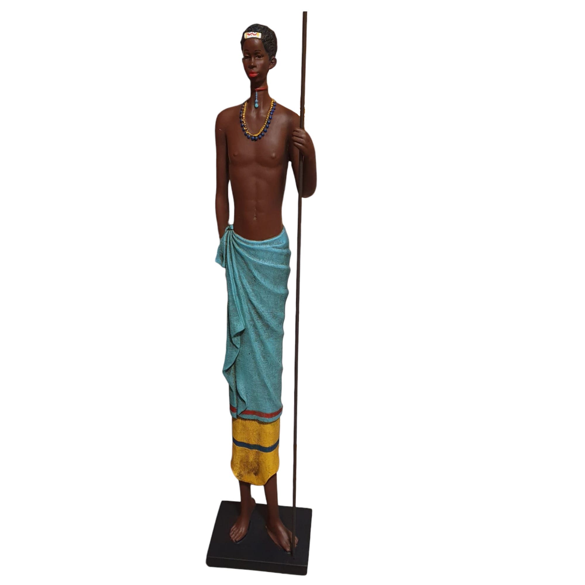Aspinaworld Afrikafigur Afrikanische Dekofigur Mann mit Stab in der Hand 80 cm