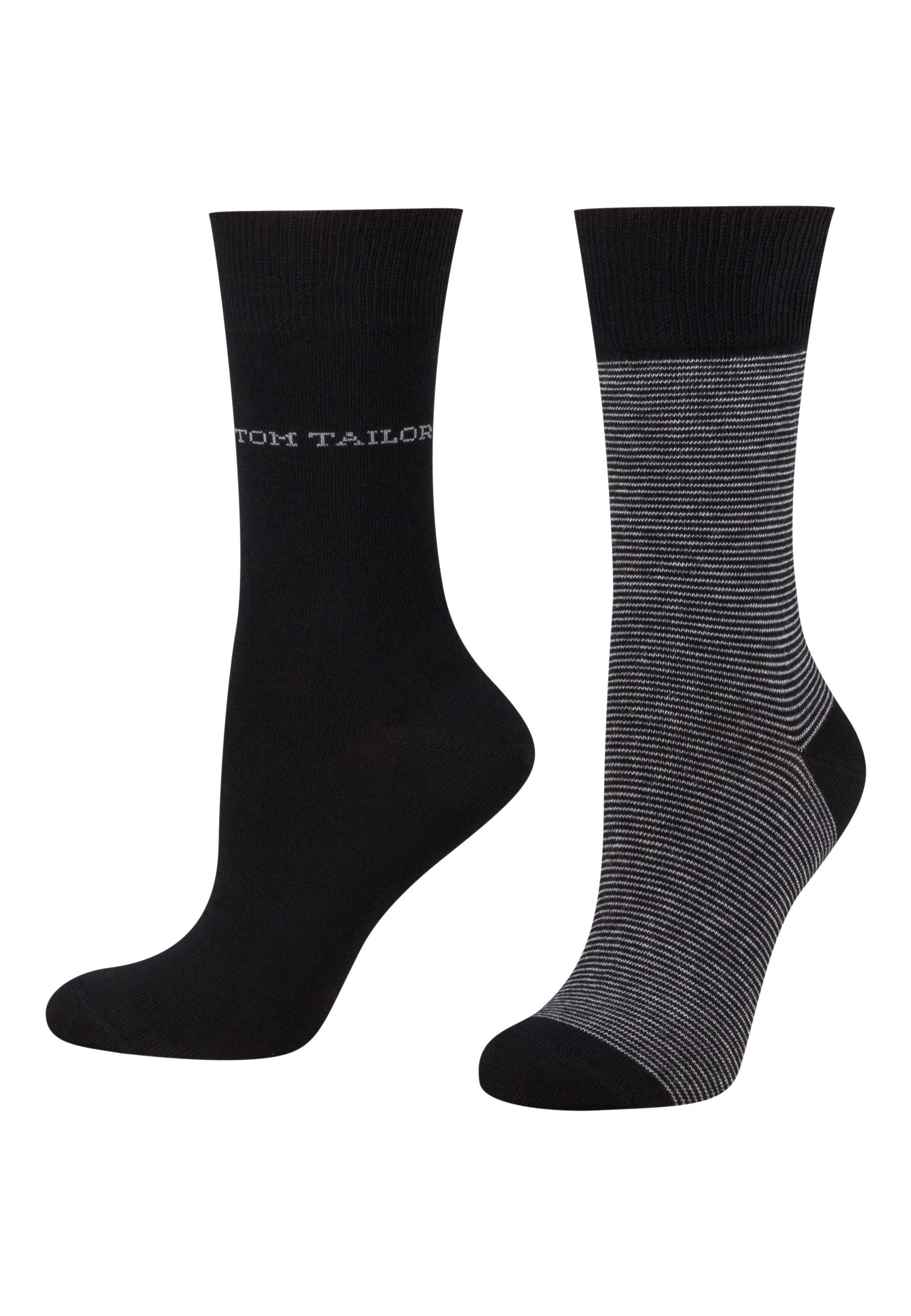 stripe 2er TAILOR socks women black Tailor 9521610042 basic Tom TOM Socken