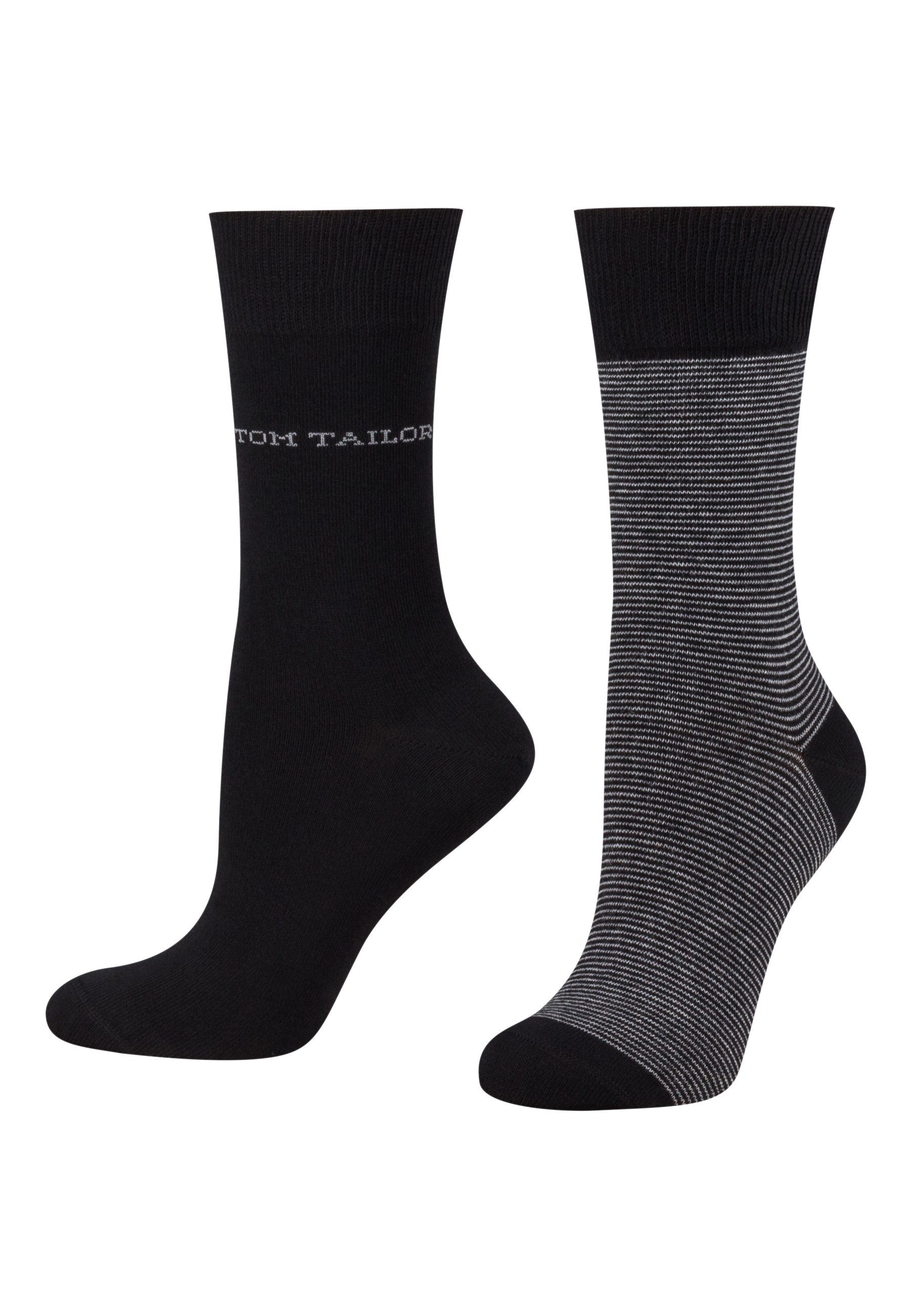 Socken Tom Tailor women socks 2er stripe black 39-42