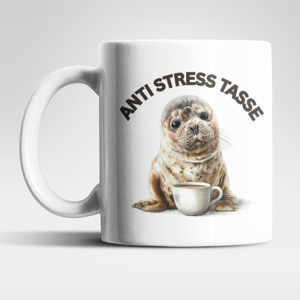 WS-Trend Tasse Anti Stress Robbe Kaffeetasse Teetasse Tasse Geschenkidee 325 ml, Keramik