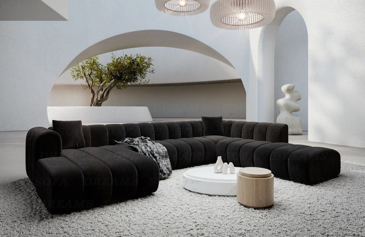 Sofa Dreams Wohnlandschaft Luxus Stoff Sofa Stoffcouch Polster Couch Almagro U Form XXL, Loungesofa