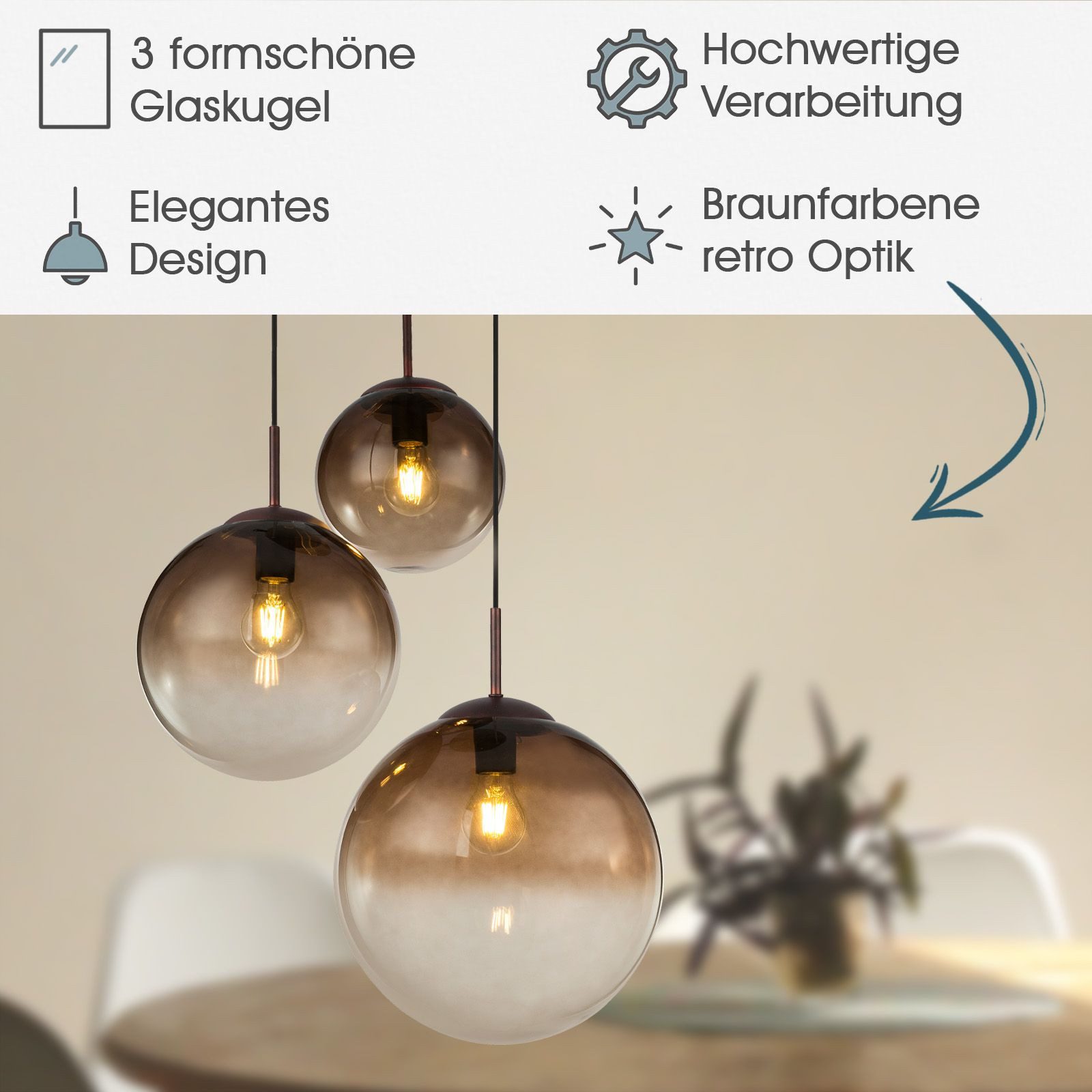 bmf-versand Hängeleuchte Hängelampe Esszimmer Glas Kugeln günstig online kaufen