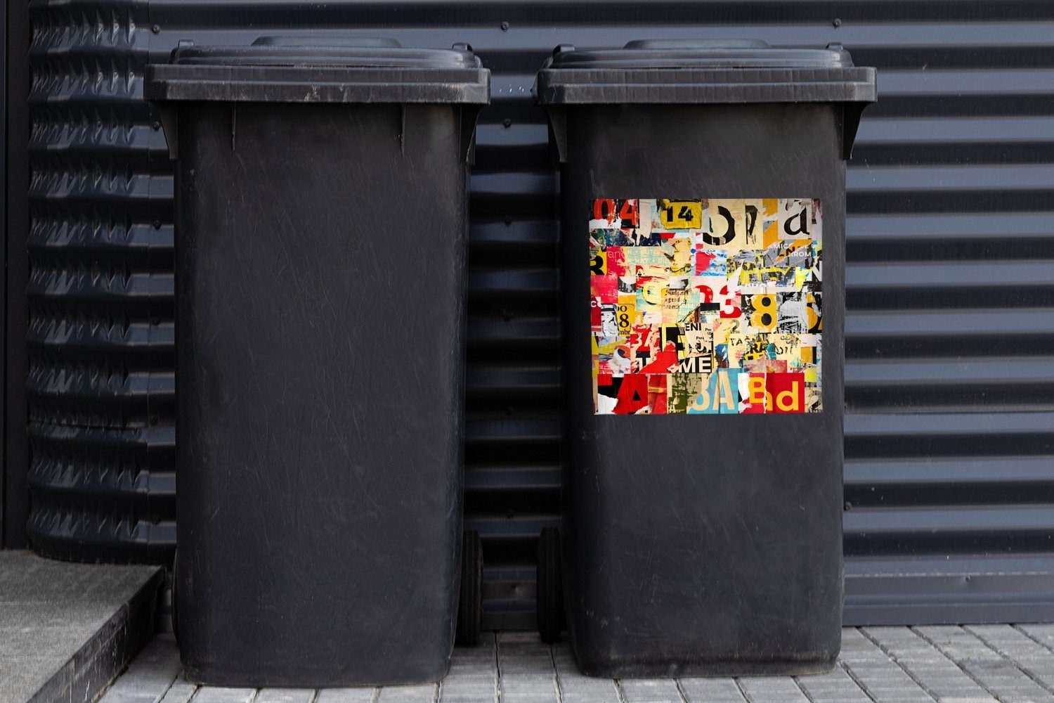 St), Mülltonne, - Wandsticker Abfalbehälter - Collage (1 Container, Sticker, Buchstaben Mülleimer-aufkleber, Zahlen -Vintage MuchoWow
