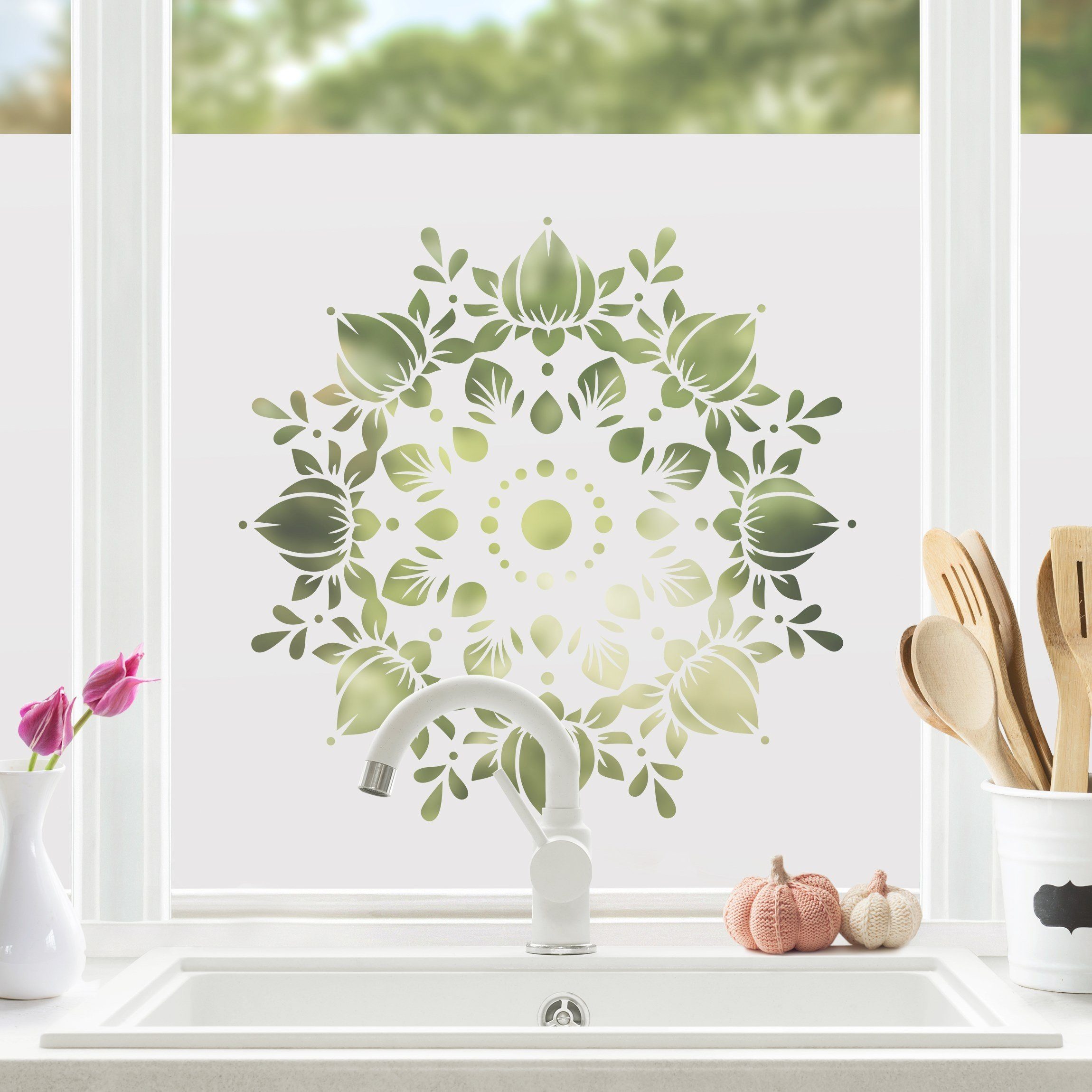 Fensterfolie statisch haftend Motiv Fensterdeko Lotus Mandala II
