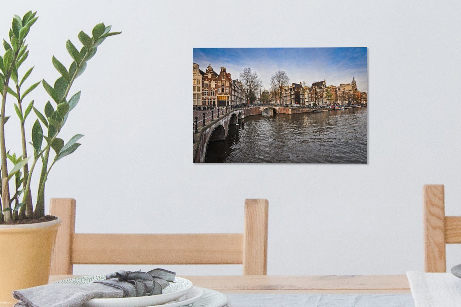 OneMillionCanvasses® Leinwandbild Bild der amerikanischen Himmel Wandbild einem Aufhängefertig, (1 unter St), blauen Keizersgracht mit, cm Wanddeko, 30x20 Leinwandbilder