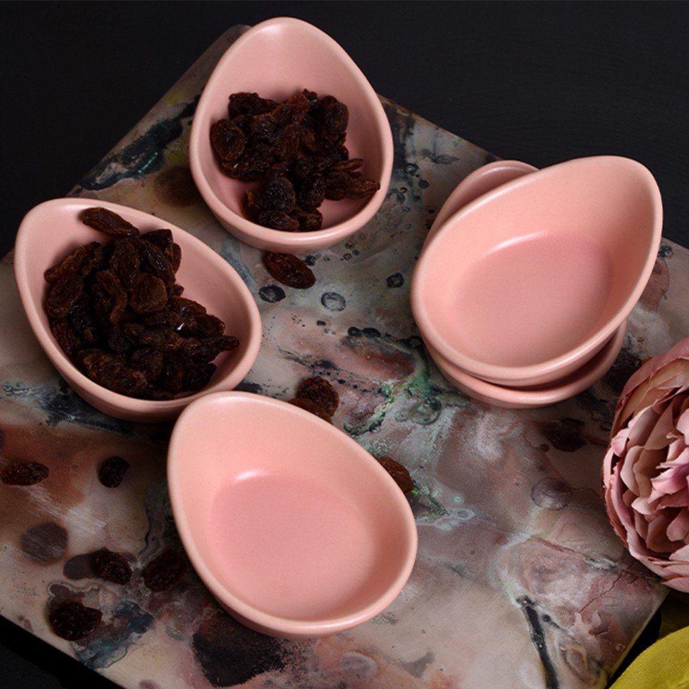 Keramika Servierschale 6 Stück hellrosa Mini-Gondel-Snack-/Saucenschale,  Steingut/Steingut, (6-tlg) | Servierschalen