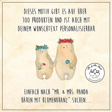 Mr. & Mrs. Panda Becher Bären mit Blumenkranz - Rot Pastell - Geschenk, Emaille Campingbecher, Emaille, Ästhetisch & langlebig