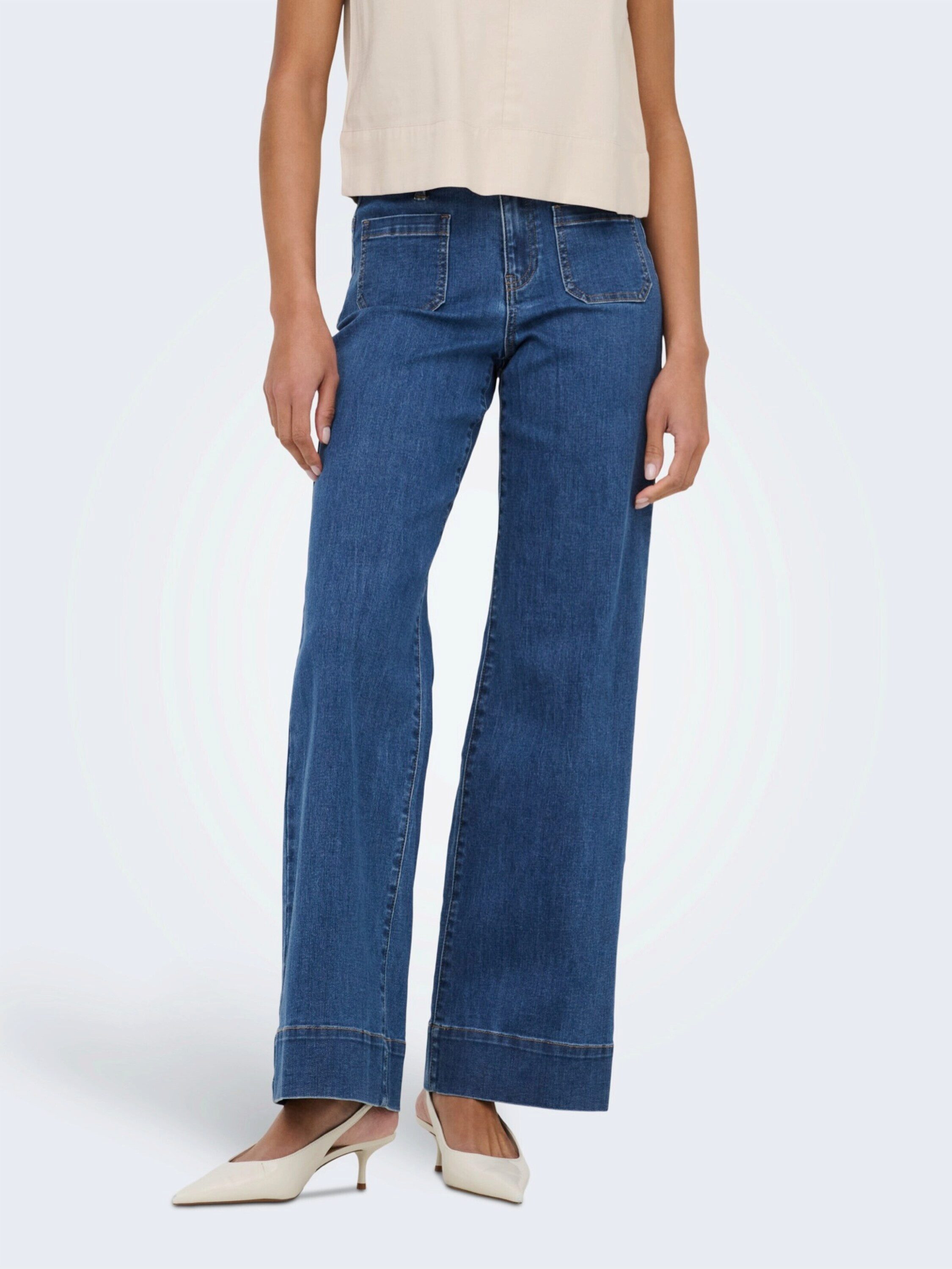 ONLY Weite Jeans ONLWAUW (1-tlg) Plain/ohne Details