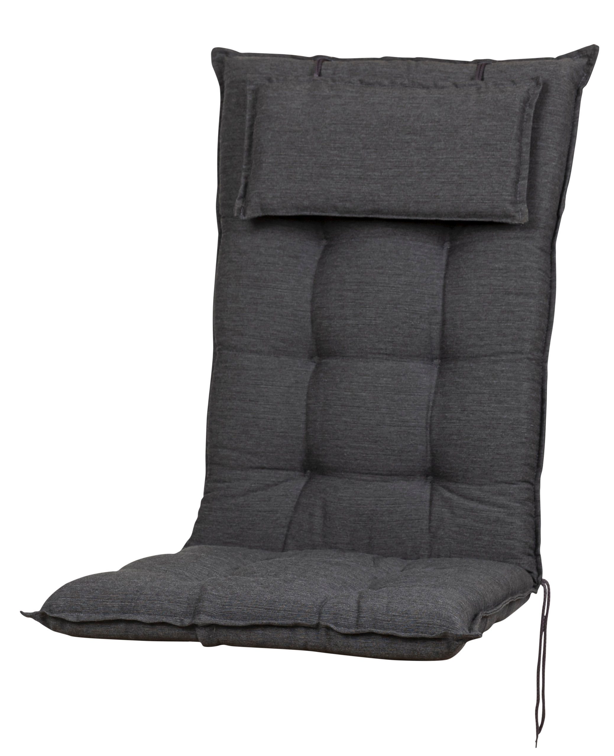 Sun Garden Hochlehnerauflage Hochlehner Sylt 50318-701 anthrazit meliert119x50x8 cm Sun Garden, (1 St), Eckhaltebänder mit Bindebändern
