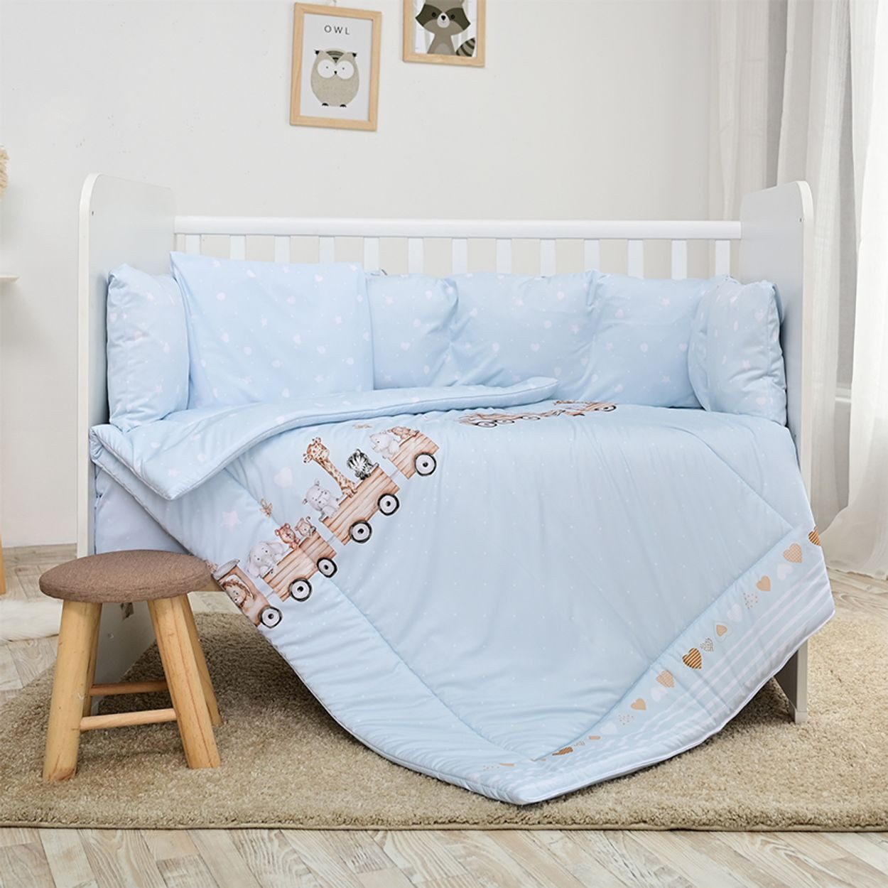 Lorelli Babybettwäsche Babybettwäsche-Set 5-tlg., Baumwolle, 5 teilig, Decke 140 x 95 cm Kissen 43 x 35 cm Nestchen