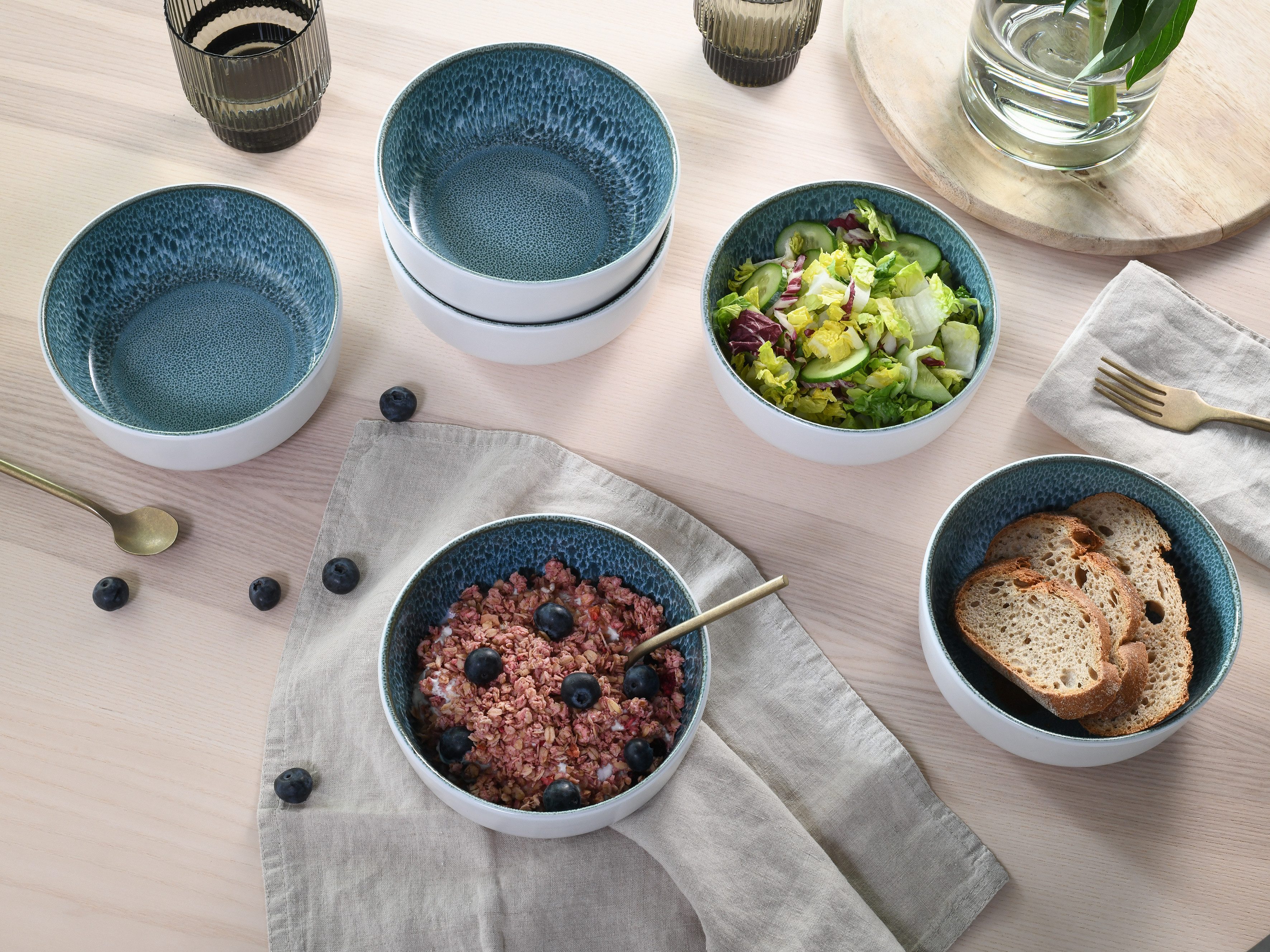 OTTO home Müslischale modernes Schüssel-Set Novalee, Geschirr-Set, Bowl, Steinzeug, (Set, 6-tlg), hohe Haltbarkeit, spülmaschinen- & mikrowellengeeignet, Reaktivglasur
