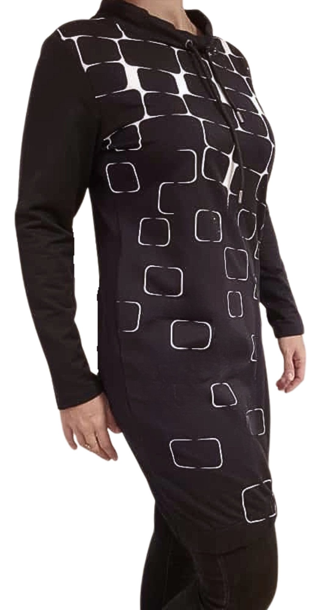 Estefania for woman Sweatkleid 193-5103, in Rautenoptik mit Strassbesatz und Stehkragen Gummizug im Saum