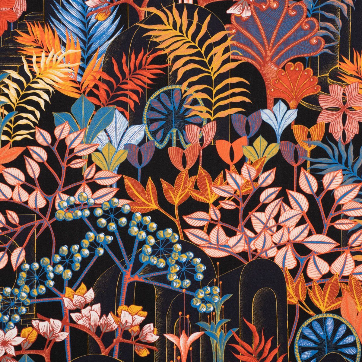 SCHÖNER LEBEN. Stoff Dekostoff Meterware Baumwolle SatDigitaldr. Santana Art Deco Blumen