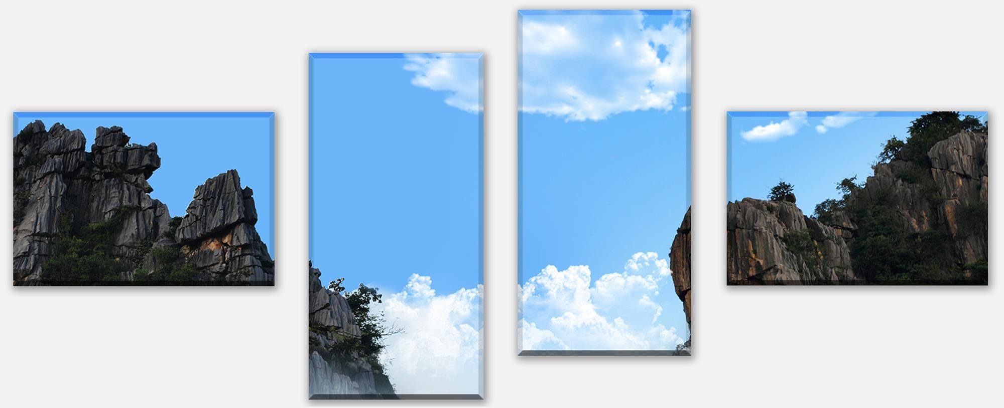 wandmotiv24 Mehrteilige Bilder Bergspitzen über die Wolken, Landschaft (Set, 4 St), Wandbild, Wanddeko, Leinwandbilder in versch. Größen