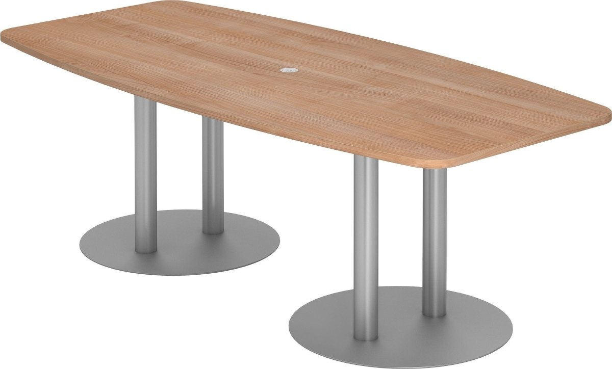 HAMMERBACHER Konferenztisch Konferenztisch T-Serie 220x103/83cmcm Säulenfuß nussbaum/silber